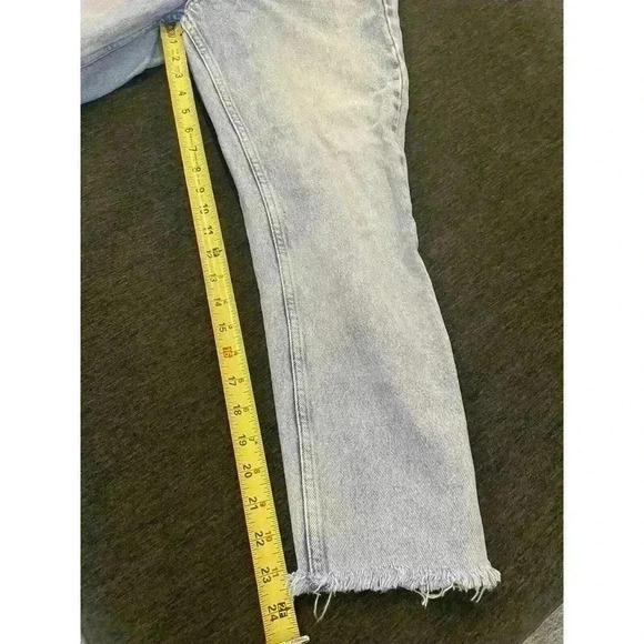Zara Baggy Mom Fit Straight Leg Light Wash 90s Raw Hem Denim Jeans Cropped‎ 4 36 - Picture 4 of 8